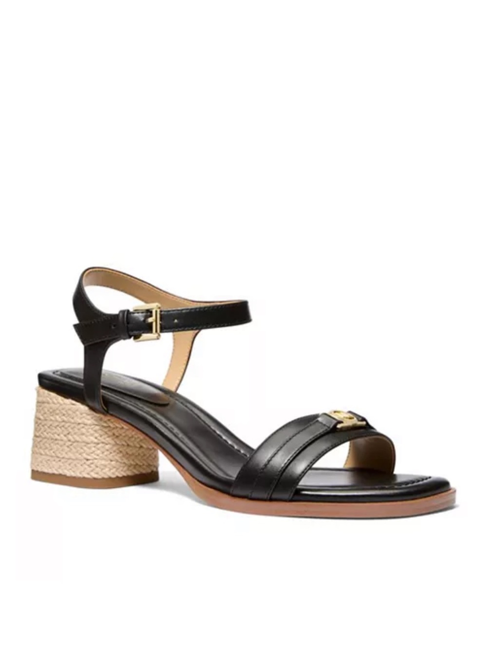 EUC Michael Kors Black Mandy Rope Detail Mid-Heel Sandals